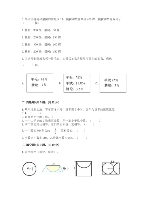 小学数学六年级上册期末考试试卷及完整答案【有一套】.docx