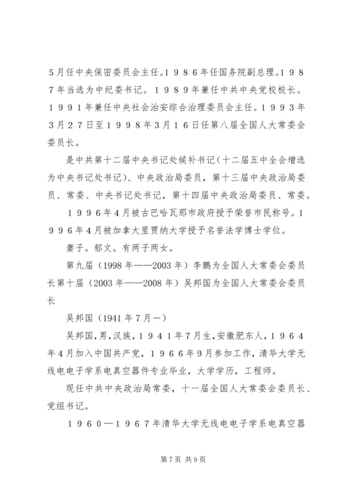 历届人大委员长正副总理政协主席政治局委员.docx