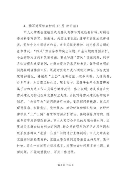 人大常委会召开党的群众路线教育实践活动专题民主生活会的工作方案.docx