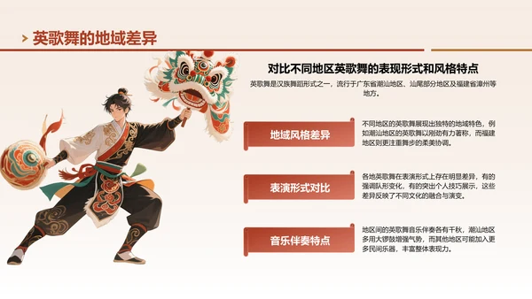 红色中国风非遗文化英歌舞的传承与创新PPT模板
