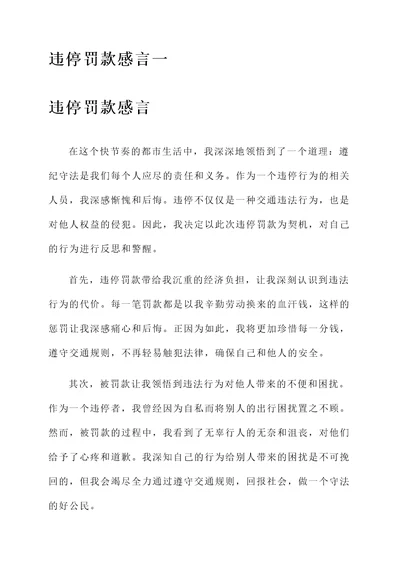 违停罚款感言