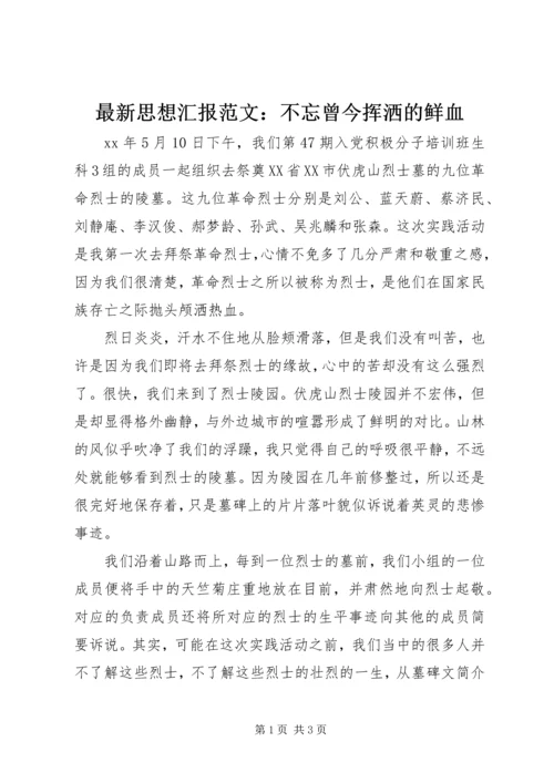 最新思想汇报范文：不忘曾今挥洒的鲜血.docx