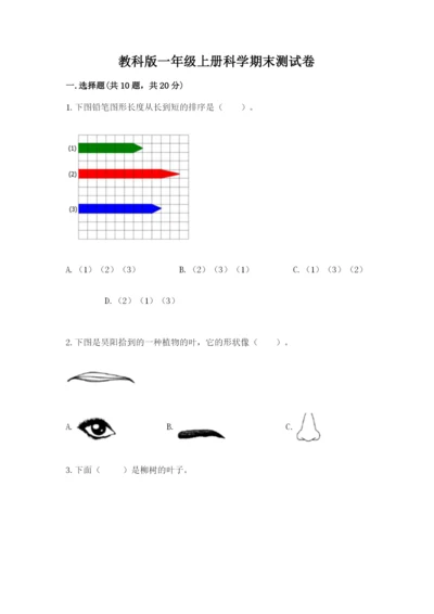 教科版一年级上册科学期末测试卷附答案（夺分金卷）.docx