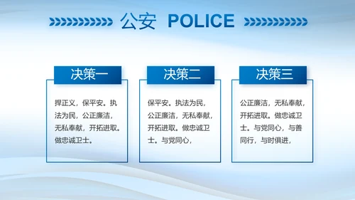 蓝色大气警察述职报告动态PPT模板