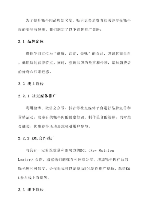 牦牛肉宣传推广方案