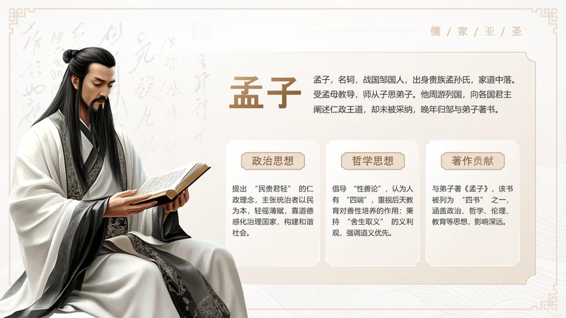 茶色中国风孟子历史人物介绍