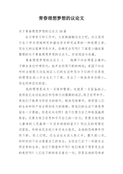 青春理想梦想的议论文.docx