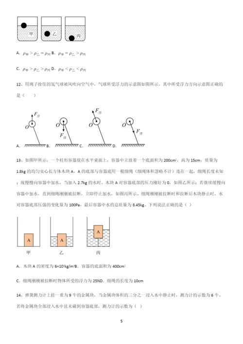 通用版初中物理八年级物理下册第十章浮力重点易错题.docx