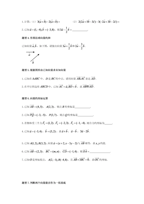 2023年高中数学平面向量知识点总结及常见题型.docx