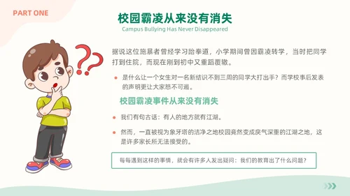清新简约风大学校园欺凌主题班会拒绝校园霸凌共建和谐校园PPT