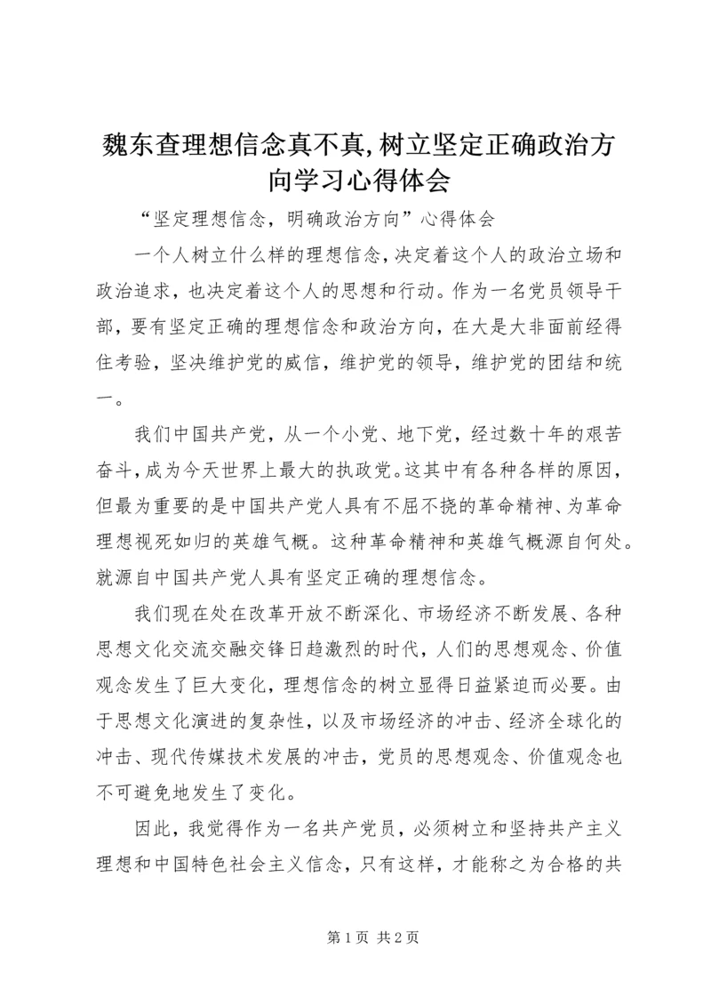 魏东查理想信念真不真,树立坚定正确政治方向学习心得体会 (5).docx