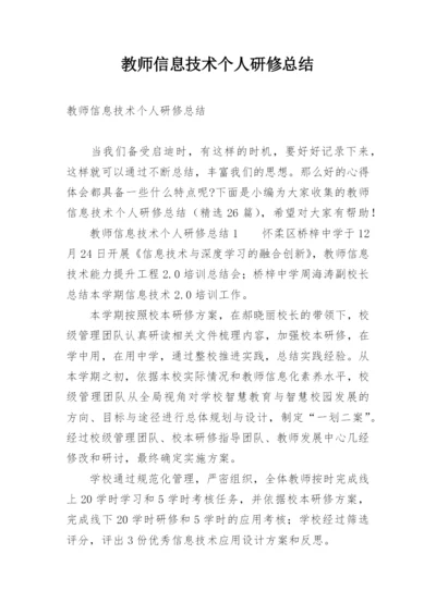 教师信息技术个人研修总结.docx