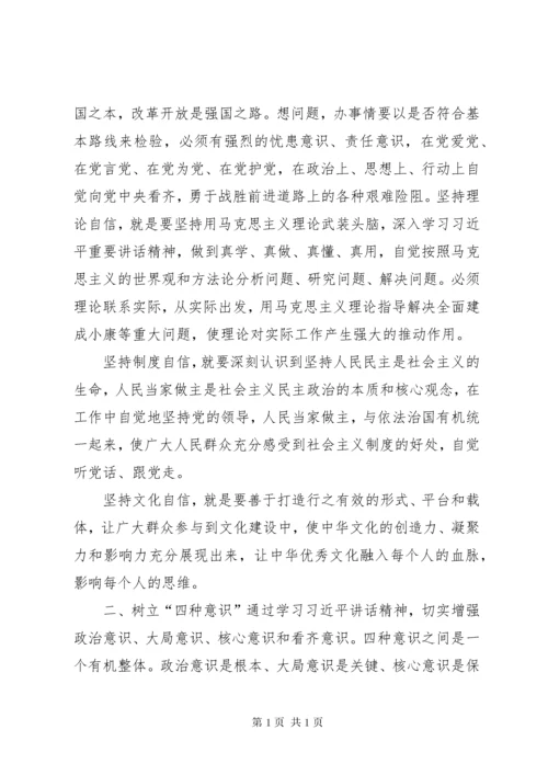 增强“四个意识”、坚定“四个自信”、做到“两个维护”.docx