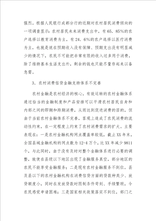 关于扩大我国农村消费的制约因素与现实选择