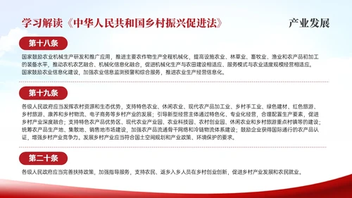 红色简约乡村振兴促进法解读学习PPT模板