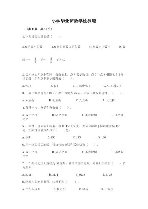 小学毕业班数学检测题带答案（培优b卷）.docx