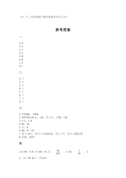 小学六年级升初中模拟试卷及1套参考答案.docx