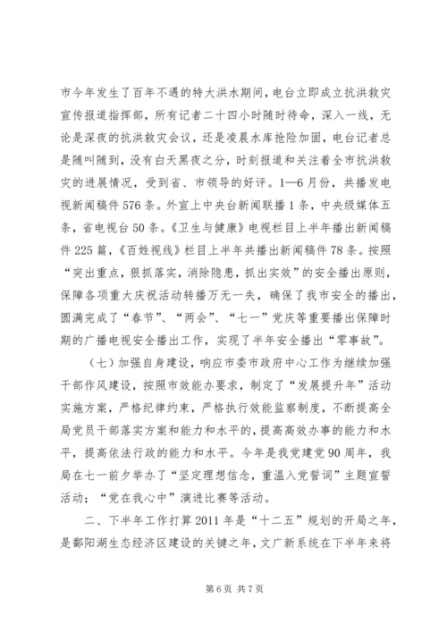 文广新局上半年工作总结和下半年工作安排.docx