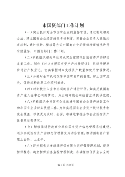 市国资部门工作计划.docx