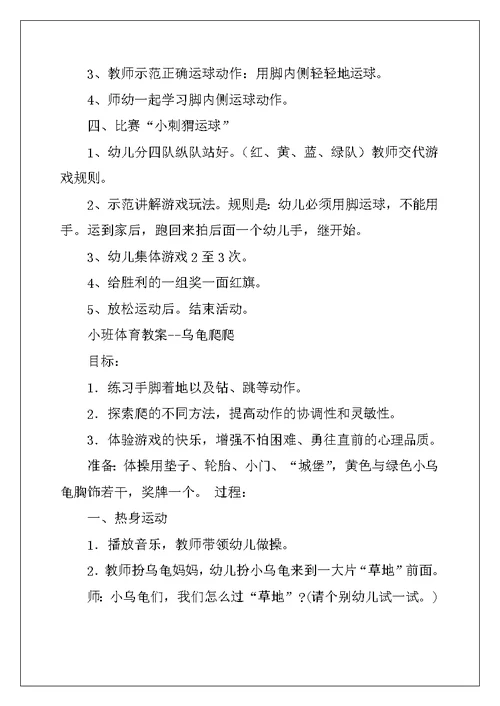 幼儿园小班体育教案