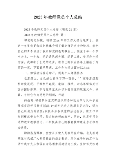 2023年教师党员个人总结.docx