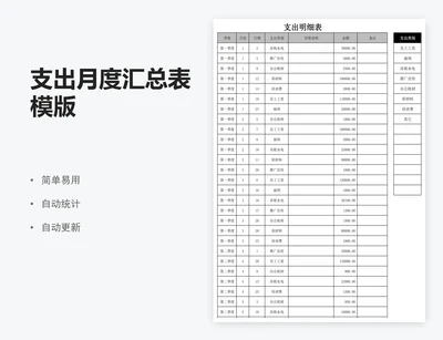 支出月度汇总表模版