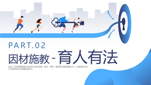 蓝色插画风新常态下人才的培养与保留人才管理人才培养ppt