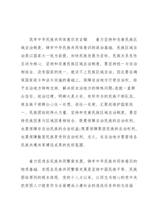 筑牢中华民族共同体意识发言稿.docx