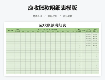 应收账款明细表模版