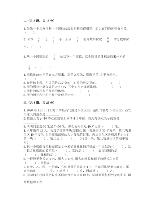 西师大版数学小升初模拟试卷含答案（研优卷）.docx