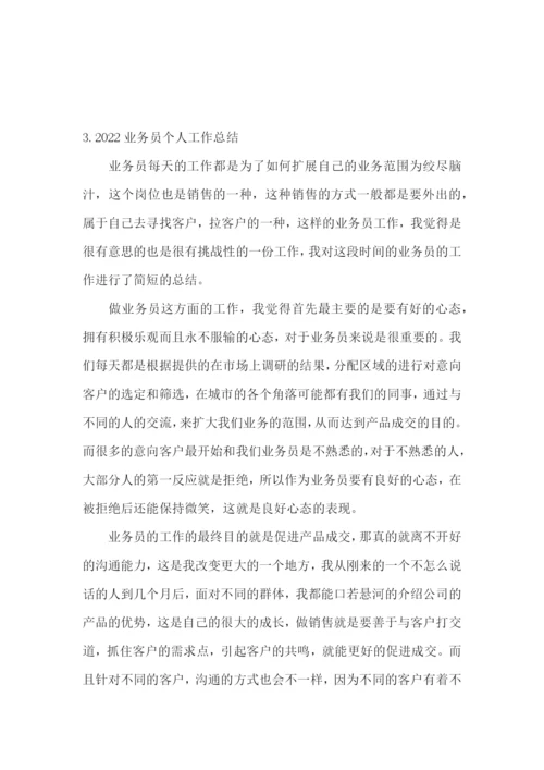 2022业务员个人工作总结【精选5篇】.docx