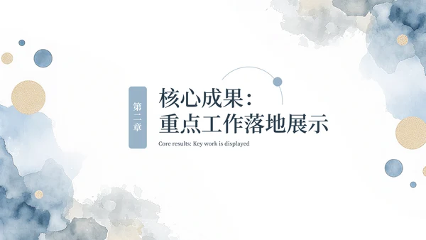 蓝色简约水彩留白工作汇报通用PPT模板