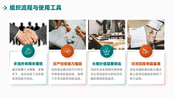 绿橙简约风项目总结内部复盘会PPT模板