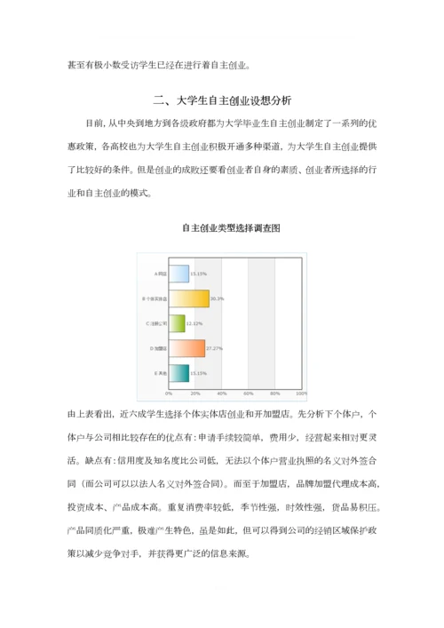 关于大学生自主创业调查报告.docx