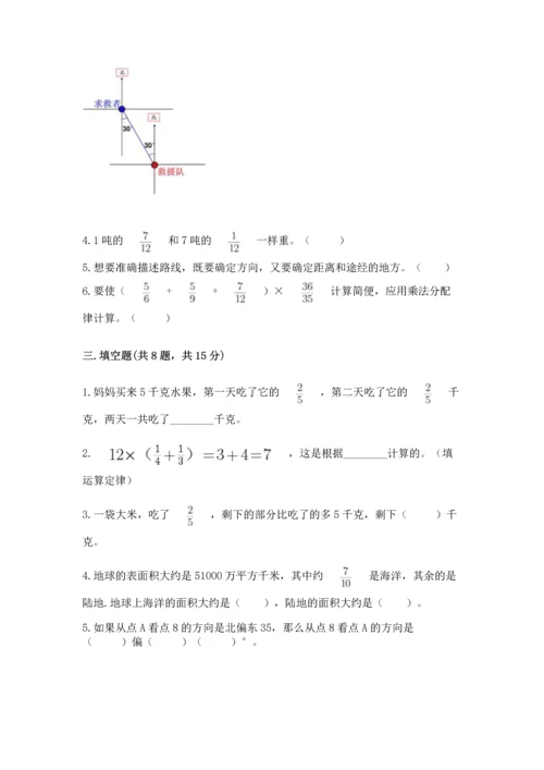 人教版六年级上册数学期中测试卷含答案【精练】.docx