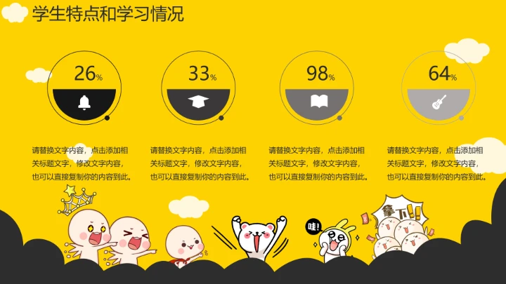 黄色卡通小学幼儿园期中家长会教育教学课件通用PPT模版