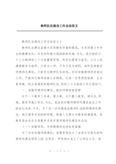 教师队伍建设工作总结范文.docx