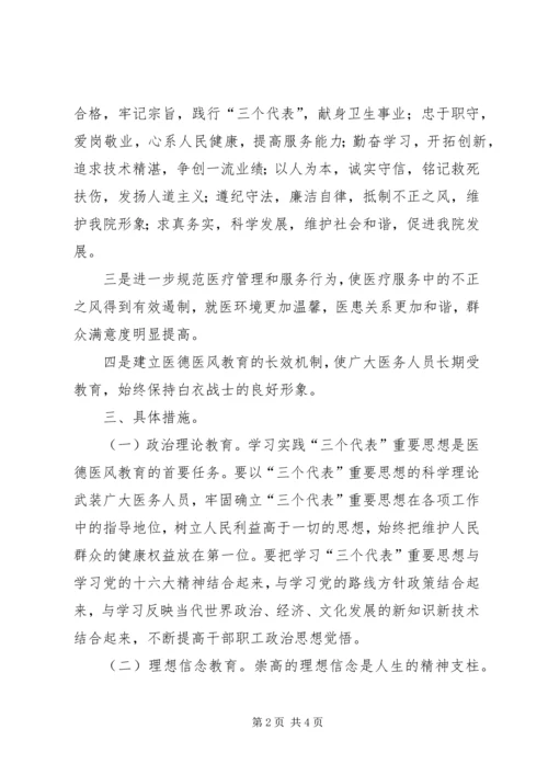 医院医德医风职业道德教育工作计划 (2).docx