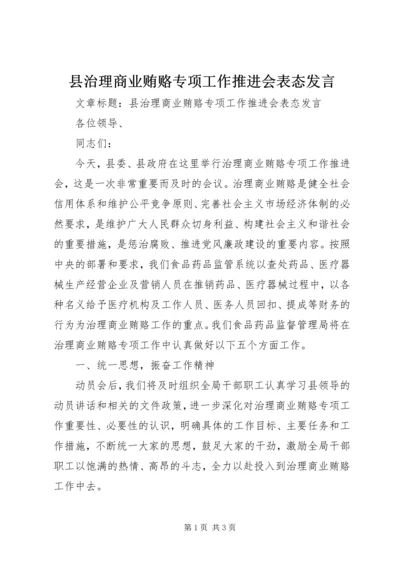 县治理商业贿赂专项工作推进会表态发言 (2).docx