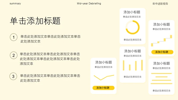 黄色简约风高级感年中述职汇报PPT模板