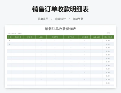 销售订单收款明细表