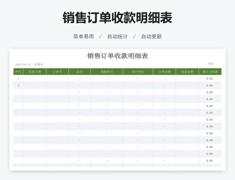 销售订单收款明细表