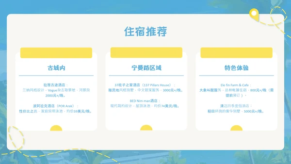 蓝色简约油画风泰国旅游攻略PPT模板
