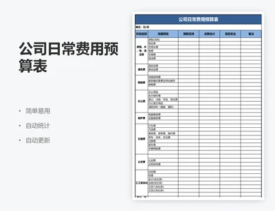 公司日常费用预算表