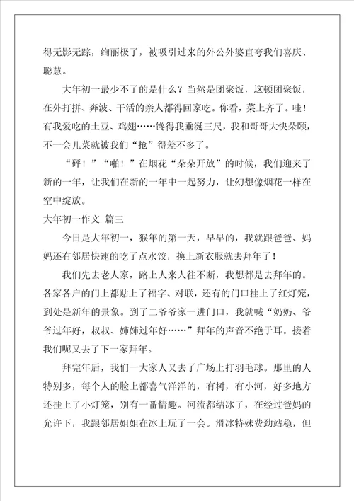 大年初一作文优秀4篇