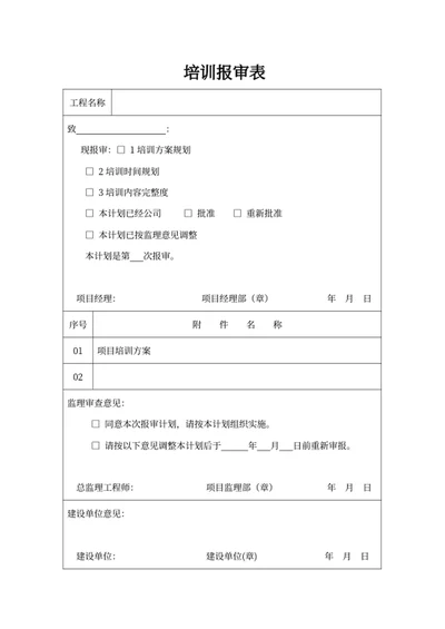 培训报审表