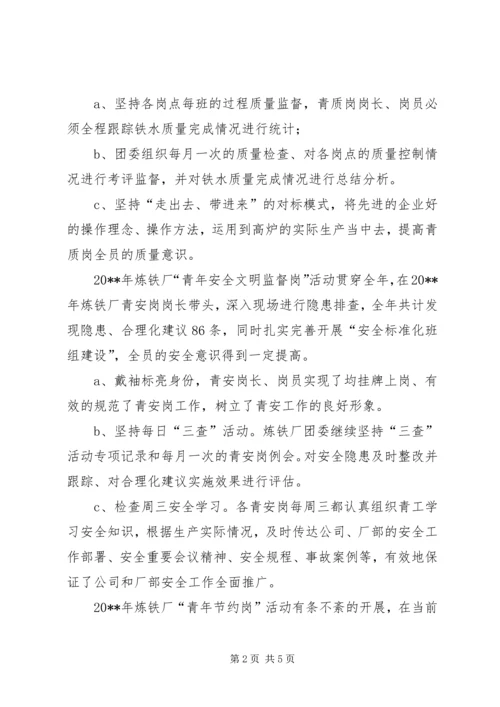 炼铁厂团委年度工作总结及明年工作计划.docx
