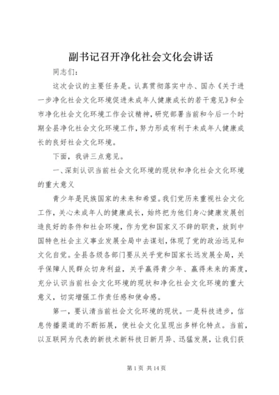 副书记召开净化社会文化会讲话.docx