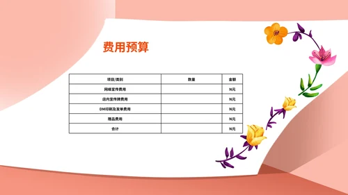 粉色小清新唯美花店促销活动方案PPT模板