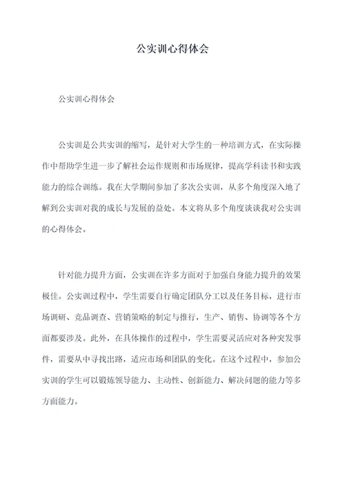 公实训心得体会
